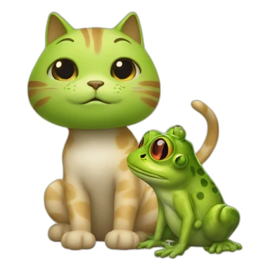 cat with frog friend sticker