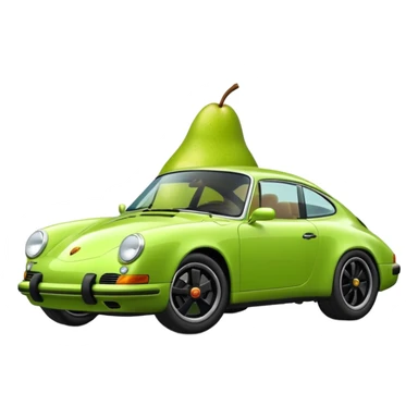 plain pear in a porshce withe black rims sticker