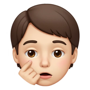 Emoji gêné les joues rose avec un doigt dans la bouche et les yeux qui regarde sur le côté iOS  sticker