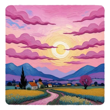 pink van gogh style spam sky sticker