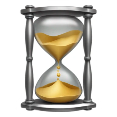 A solid metal hourglass shaped vessel with hallow ends for liquid sticker