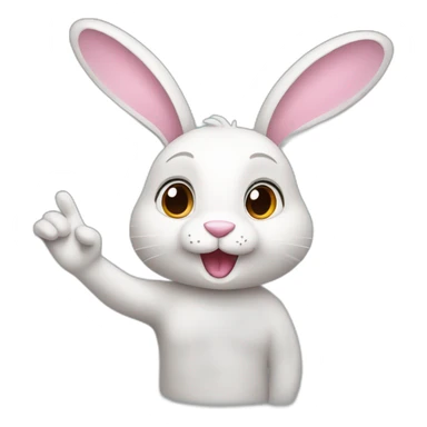 A bunny with a raised hand  sticker