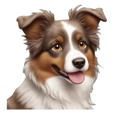 happy puppy brown mini australian shepherd sticker