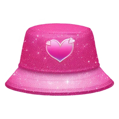 Pink ombre bucket hat with hearts and glitter sticker