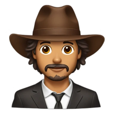 Latino man did stubble beard, lady with flat brim hat and chocolate long-haired chihuahua sticker