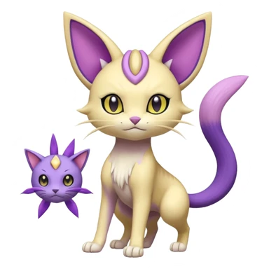 Meowth-Espeon-Pokémon-Fakémon-hybrid-creature (full body) sticker