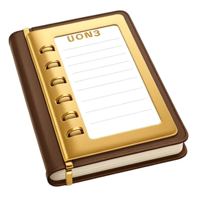 modern elegant planner with checkmarks emoji, 3D style, #ca816d color or #faf1eb color and gold, clean design sticker