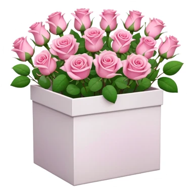 bouquet of pink 15 roses in a white box sticker