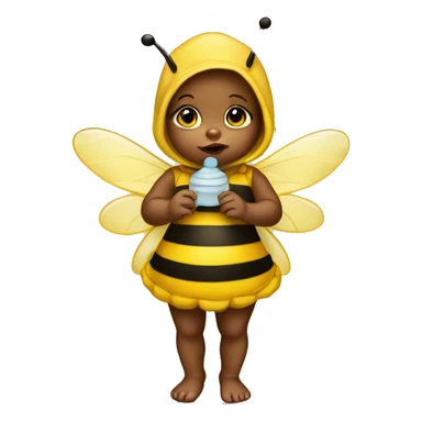 baby girl with pacifier dressed as a bee sticker