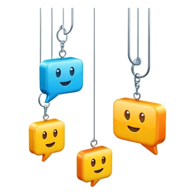 three-dimensional 3D dialogue icons hanging in the air sticker