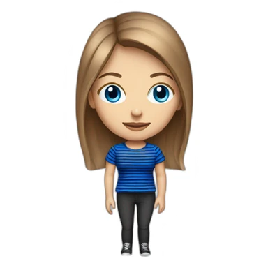 long light brown hair woman with blue eyes black stripy t-shirt sticker