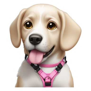 Dog with pink harness sticker