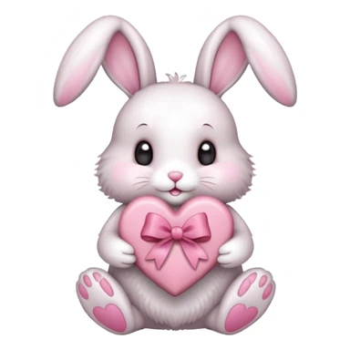 Bunny holding box of heart shaped chocolates   sticker
