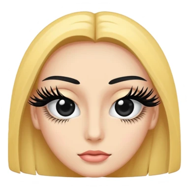 eyelash strip above an open eye sticker