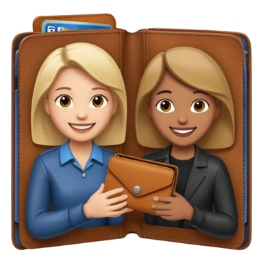 persona devolviendo billetera a otra persona una persona canela y otra persona blana, pero que esten felices sticker