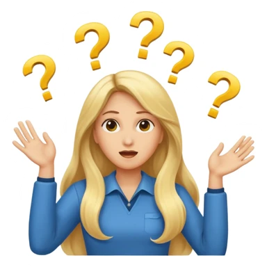 lady with long blonde hair throwing question marks in the air saying why sticker