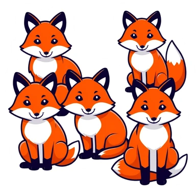 Group of Red fox sticker