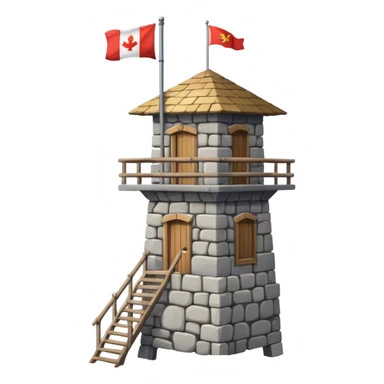A tall stone watchtower with wooden balcony near the top. sticker