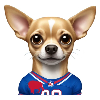 Chihuahua wearing a buffalo bills jersey sticker