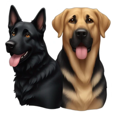 black dog German Shepard with labrador sticker