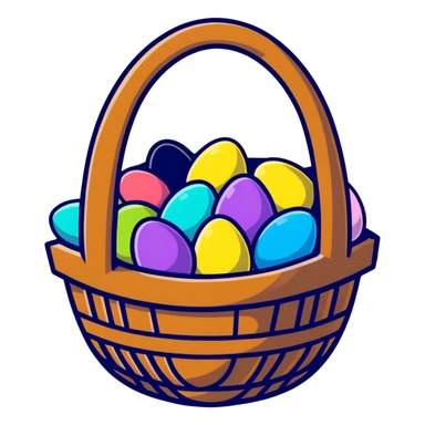 Easter basket filled with colorful eggs sticker