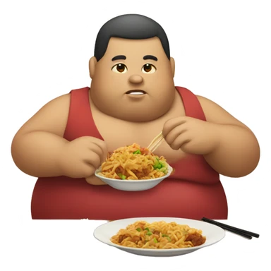 Fatty eating chinese food sticker