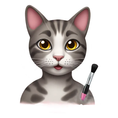 Cat putting on makeup  sticker