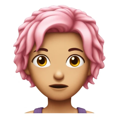 pink haired girl looking mad sticker