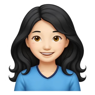 Asian girl with long wavy hair emoji sticker