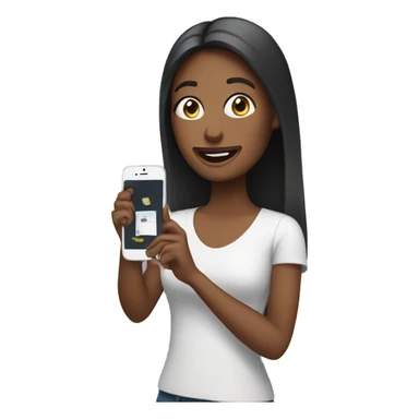 woman holding a phone sticker