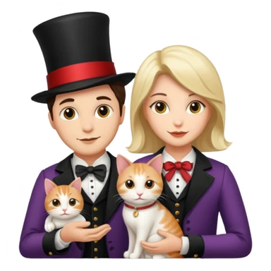 magician couple and their pet cat sticker