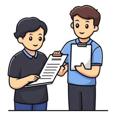 professional mentor with clipboard helping someone sticker