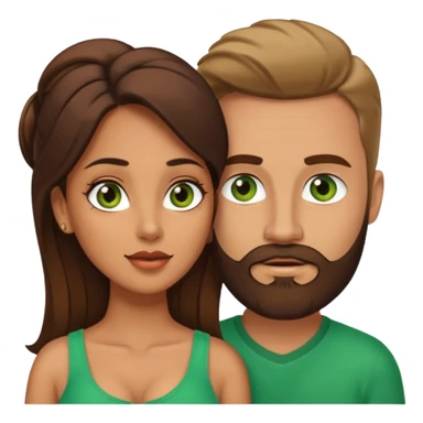 Naked Latina woman  with brown eyes, with white man with brown beard and green eyes having sex sticker