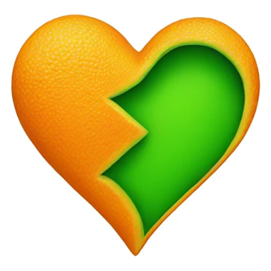One Half orange and green heart sticker