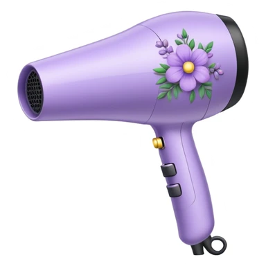 Aesthetic hair dryer in lavender color and floral decorative accents  sticker