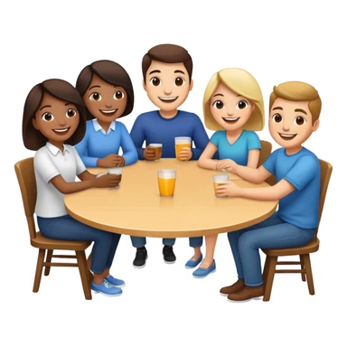 group of people sitting at a table sticker