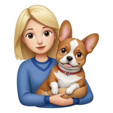girl with corgi in her arms next to guy with french bulldog in his arms sticker