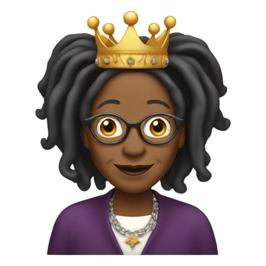 Whoopi Goldberg with a crown sticker