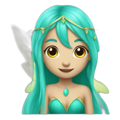 cute turquoise elf fairy with long hair sticker