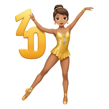 Dancer in a leotard costume holding number 1 sticker