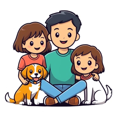 Cute man cute girl dog and to sticker