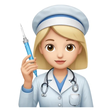 nurse holding vaccination needle sticker