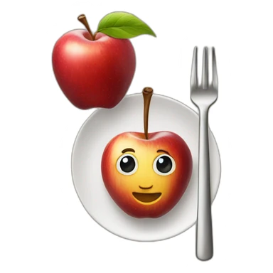 An apple on a fork sticker