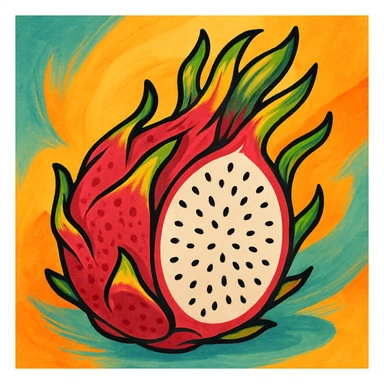 colorful illustration of dragon fruit sticker