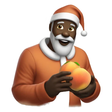 Black Santa eating a peach ￼ sticker