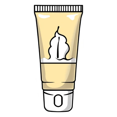 used tube of hand cream, bent in the middle, cap on, a bit of cream at the opening sticker