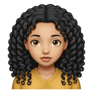 black girl with long curly black hair sticker