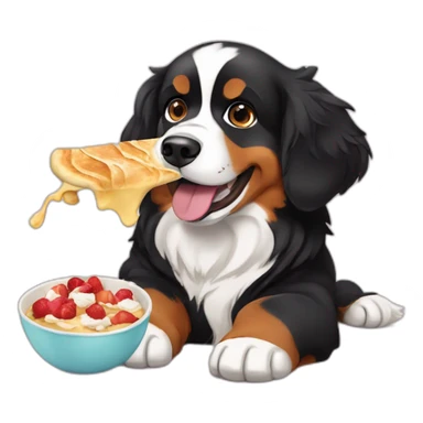 bernese dog eating crepe sticker