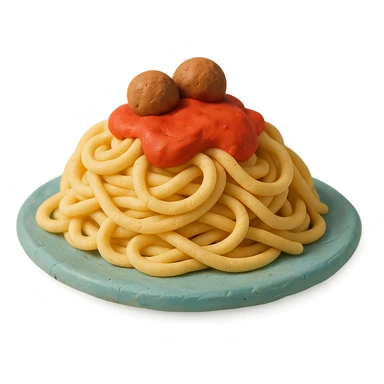 spaghetti with visible fingerprints, pastel colors sticker