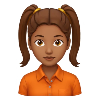 brown ponytail woman in orange collared shirt sticker